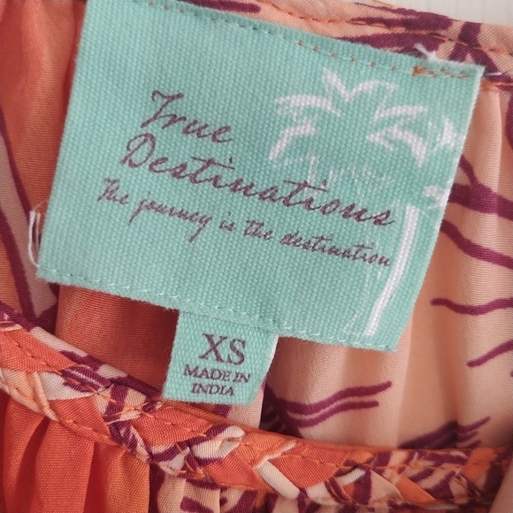 True Destinations Orange Floral Maxi Dress Coverup XS - Picture 11 of 13